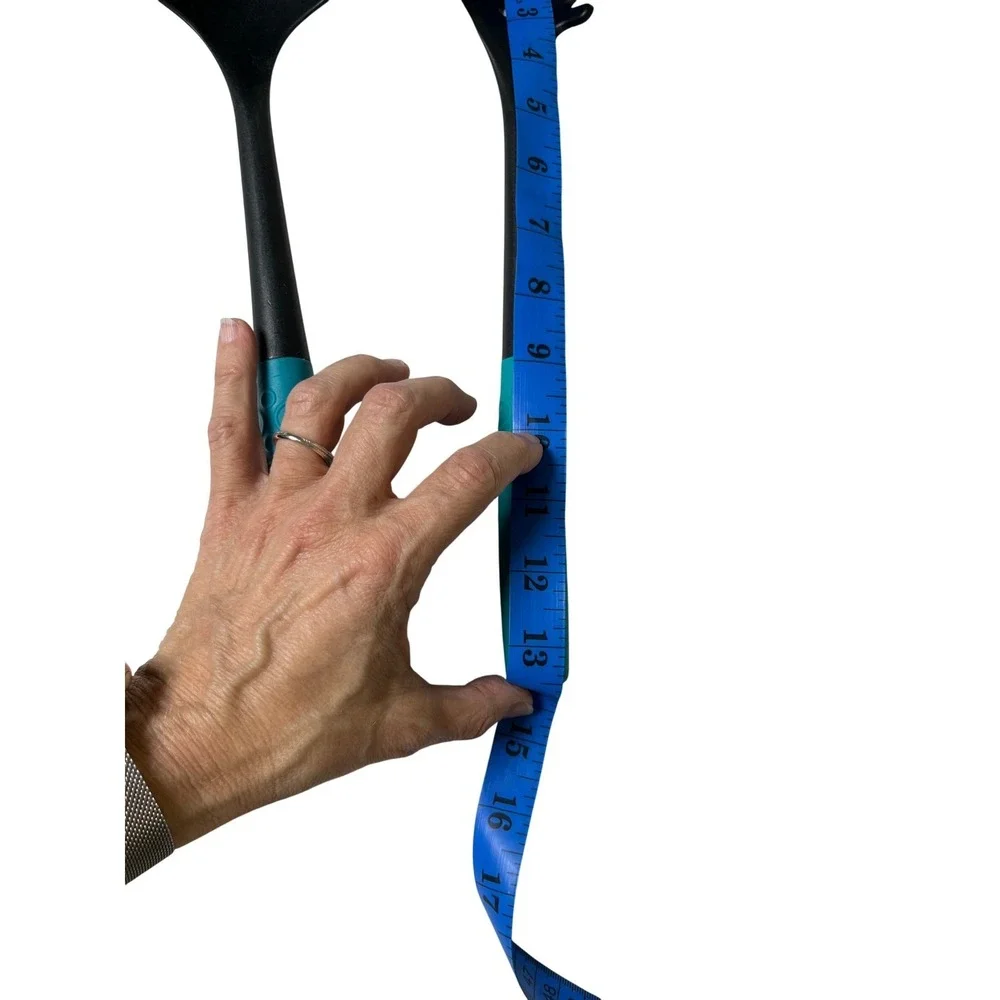 Cuisinart Utensil Set Ladle and Pasta Server Spoon Teal Handle Nonstick Safe‎